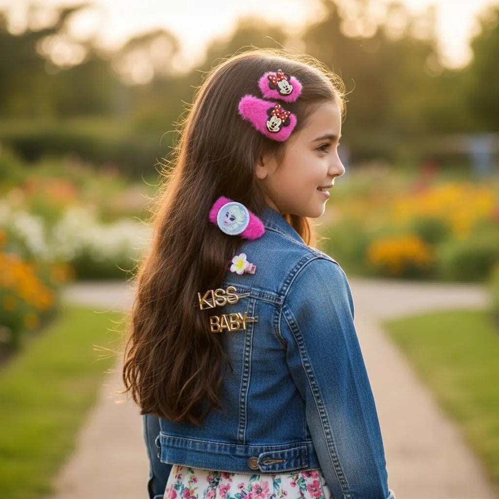 Pakistani Girls Hair Clips Red Flower Design ABS Plastic