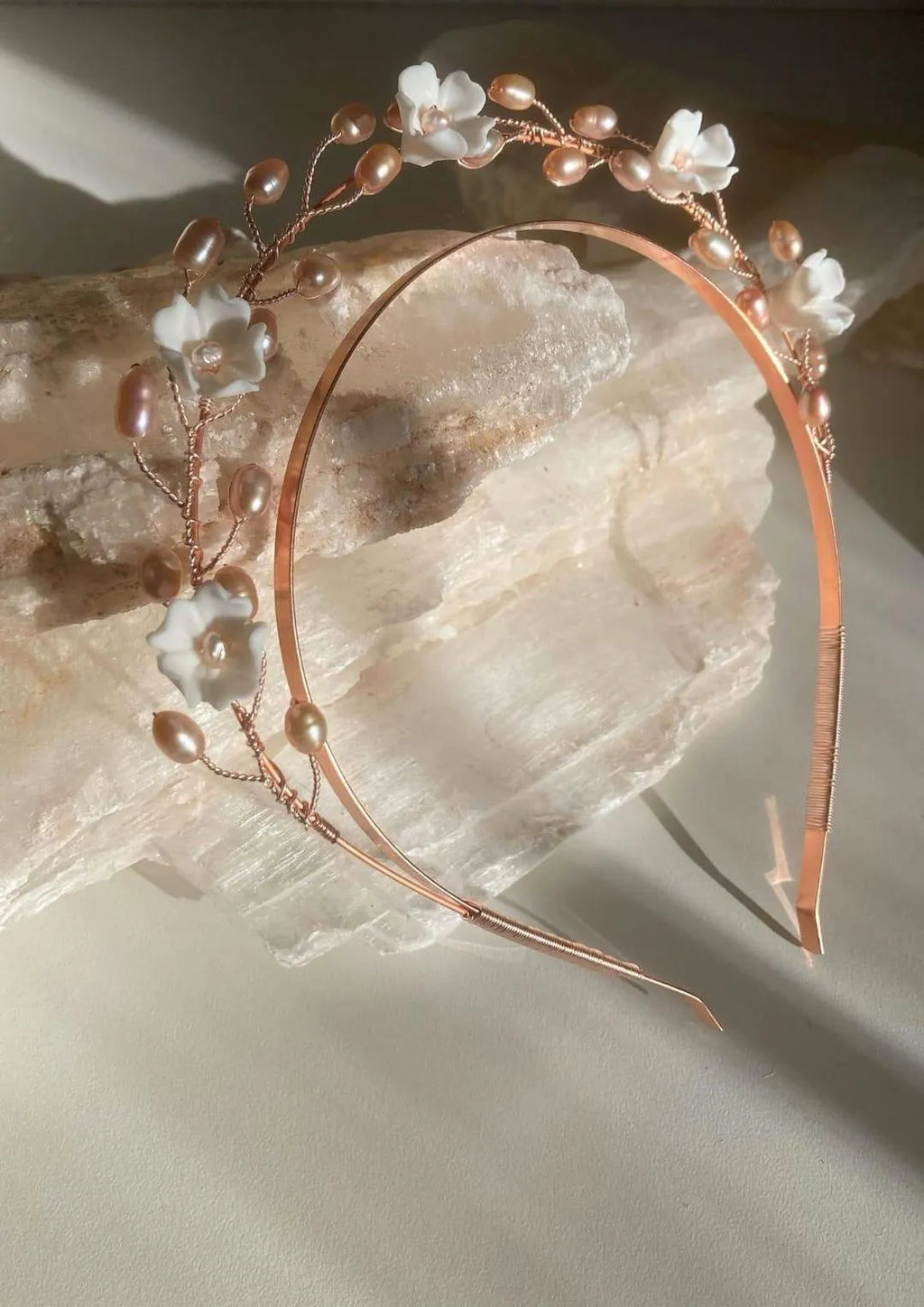 Peach Floral Front Crown Hair Band for Bridal Party Wear