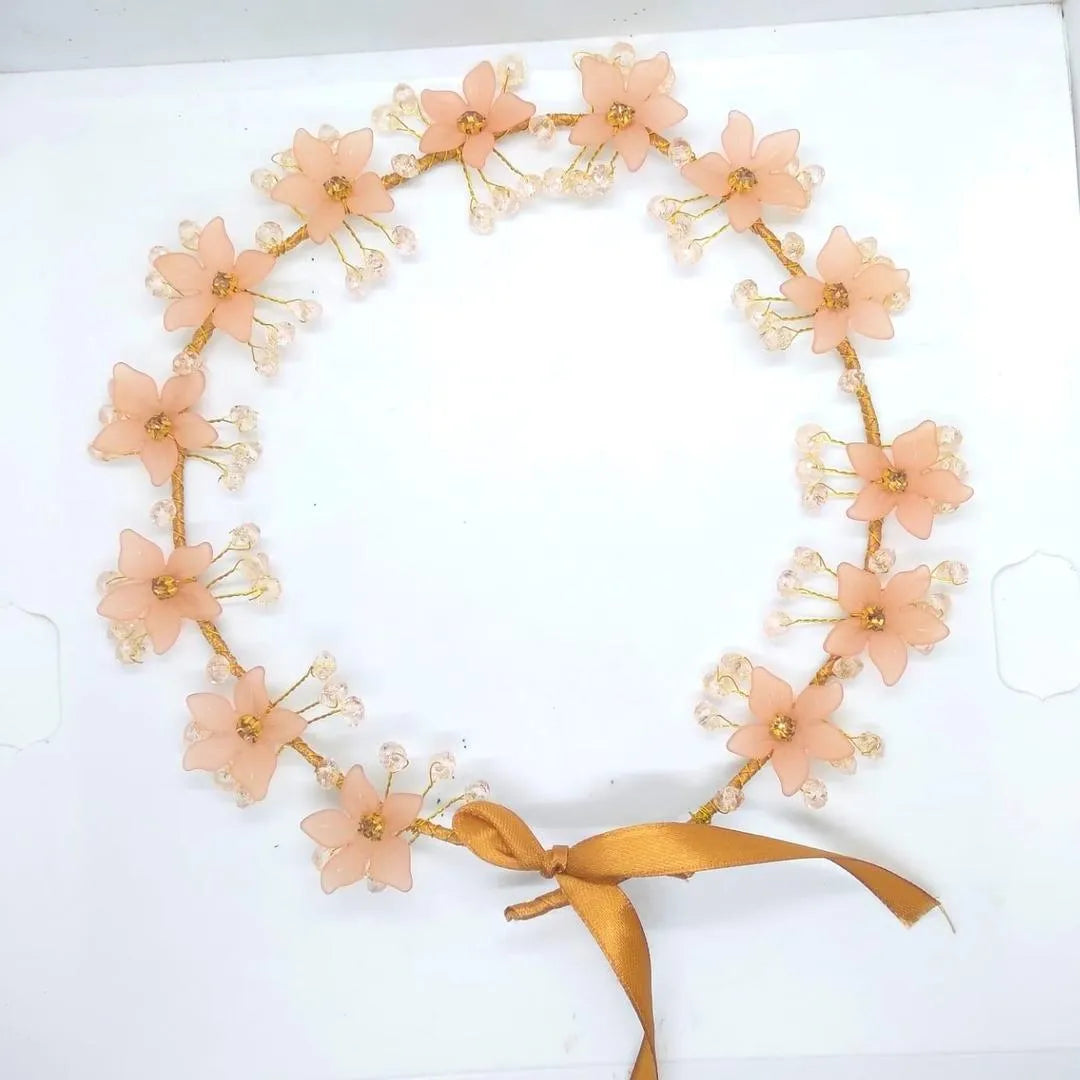 Peach Floral Front Crown Hair Band for Bridal Party Wear