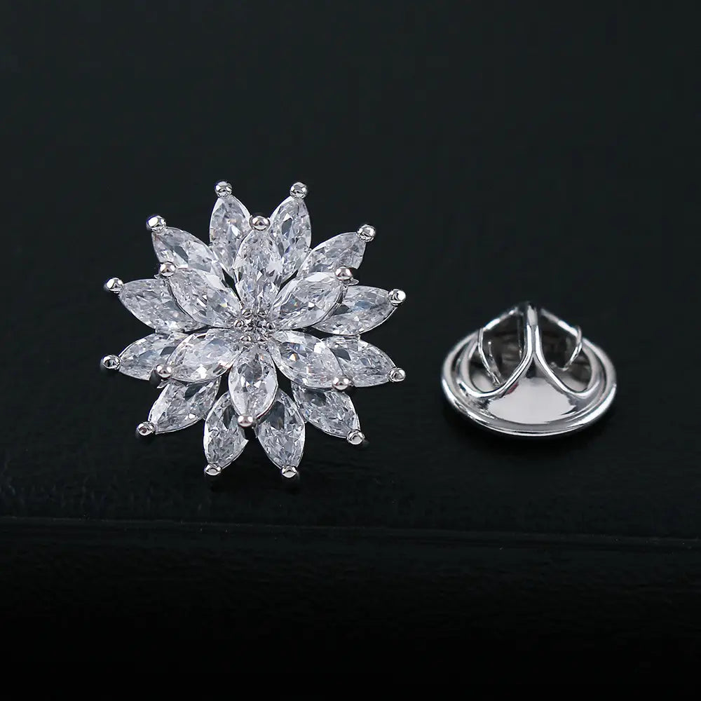 Double Layer Crystal Sunflower Brooch for Women