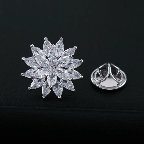 Double Layer Crystal Sunflower Brooch for Women