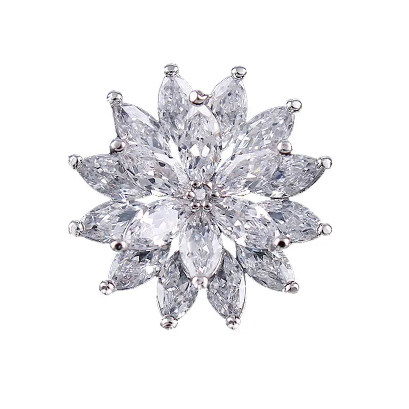 Double Layer Crystal Sunflower Brooch for Women