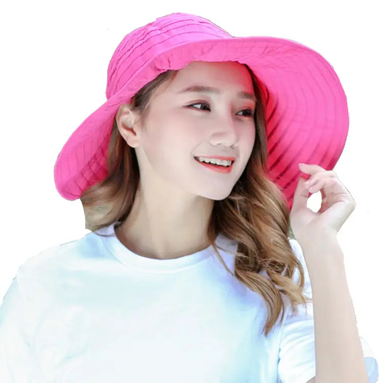 Women Sun Hat Wide Brim Purple Foldable Travel