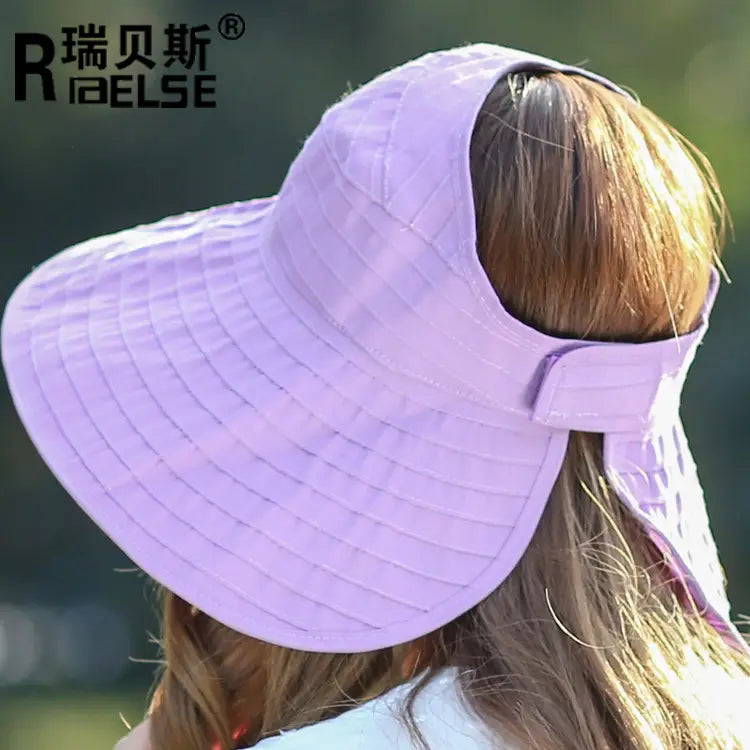 Women Sun Hat Wide Brim Purple Foldable Travel