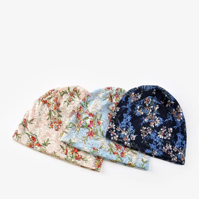 Sapphire Blue Floral Lace Cap for Women