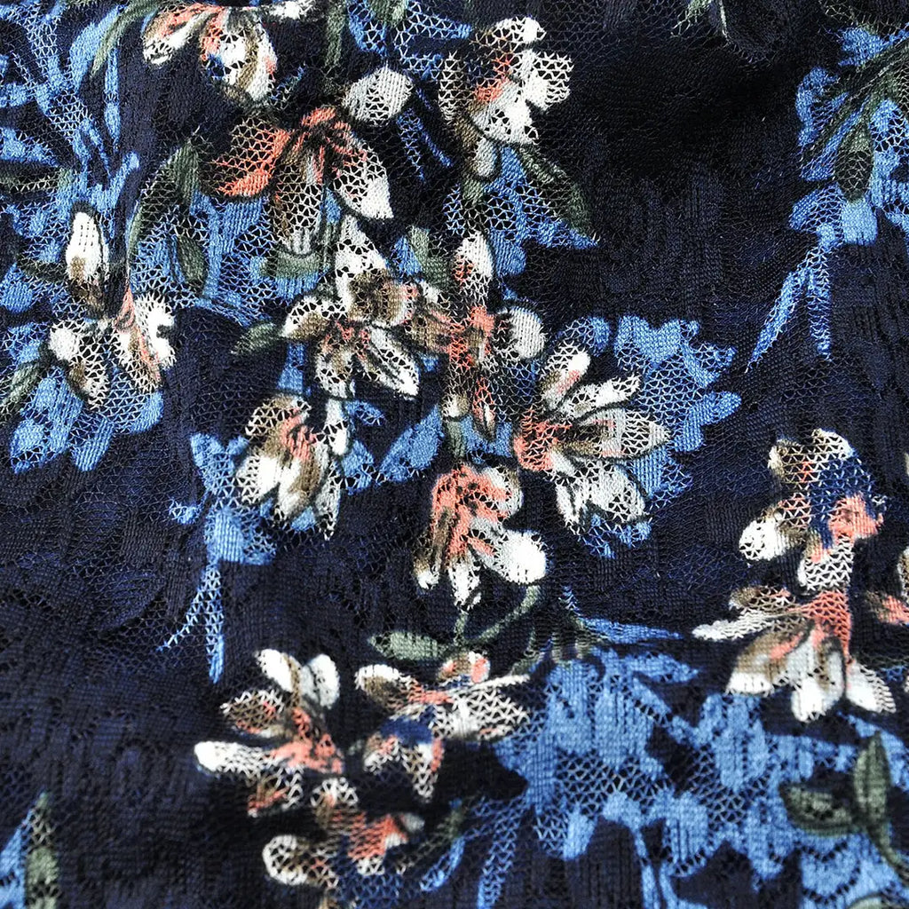 Sapphire Blue Floral Lace Cap for Women