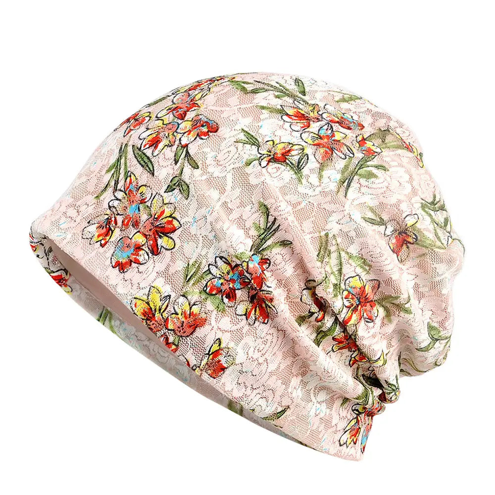 Sapphire Blue Floral Lace Cap for Women