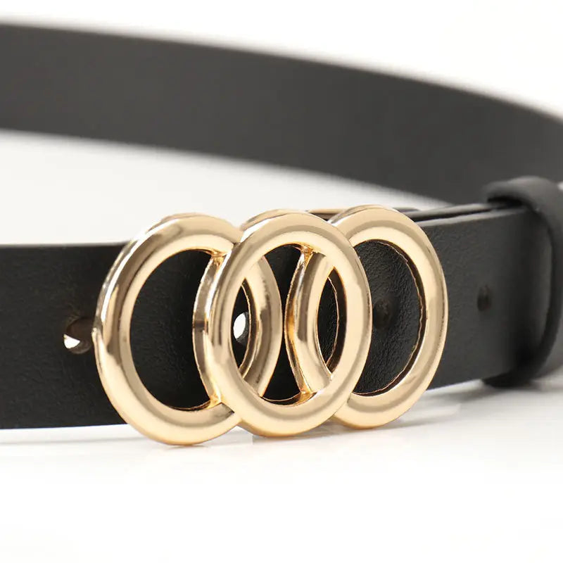 Women's Three-Ring Alloy Buckle Belt
