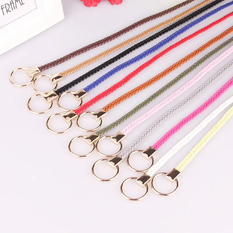 Women Braided Thin Belt Casual Fashion Accessory Set