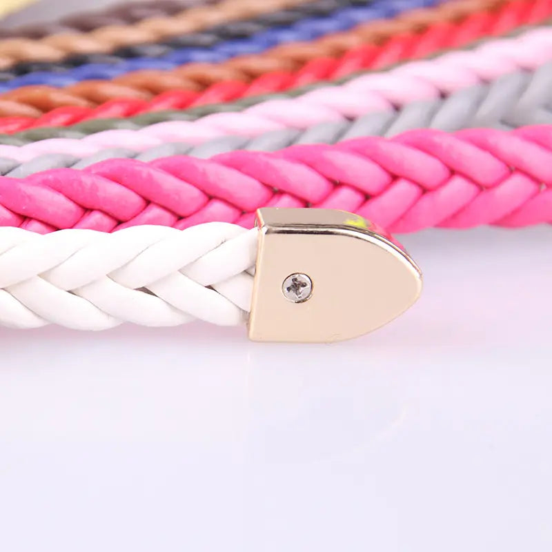 Women Braided Thin Belt Casual Fashion Accessory Set