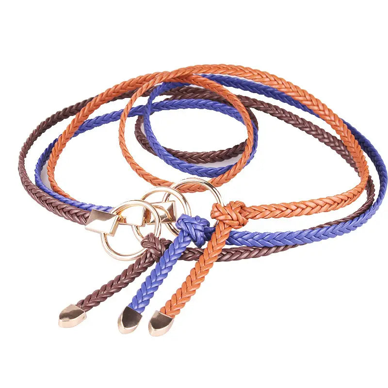 Women Braided Thin Belt Casual Fashion Accessory Set