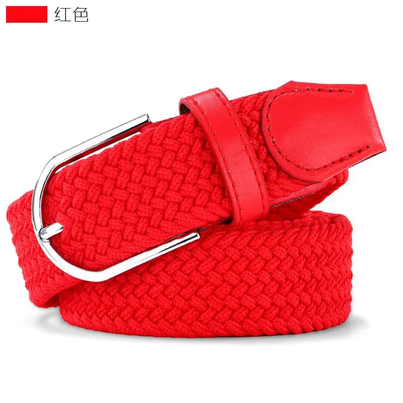 Elastic Woven Belt for Women Casual Navy White Zigzag