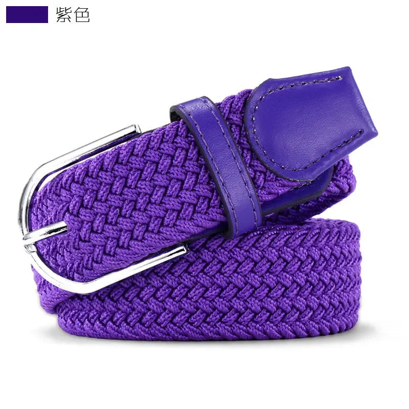 Elastic Woven Belt for Women Casual Navy White Zigzag