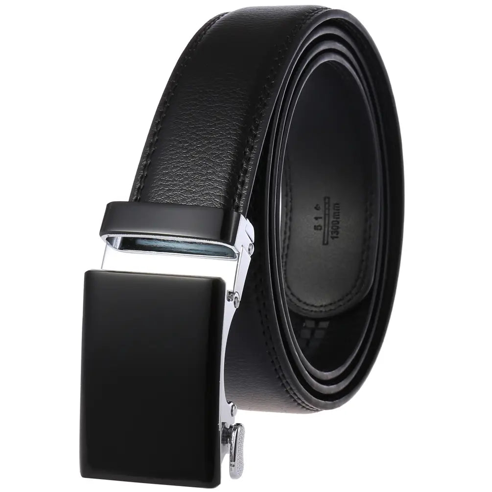 Men's Automatic Buckle Leather Belt Red Brown Blue White