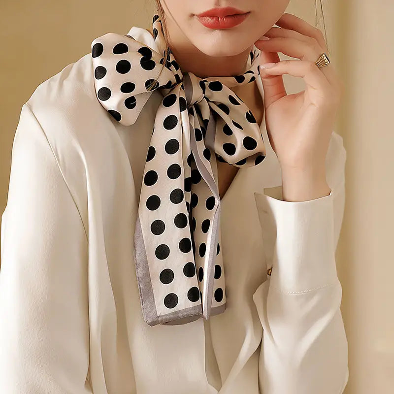 Women's Polka Dot Silk Scarf Spring Stylish Neck Scarf