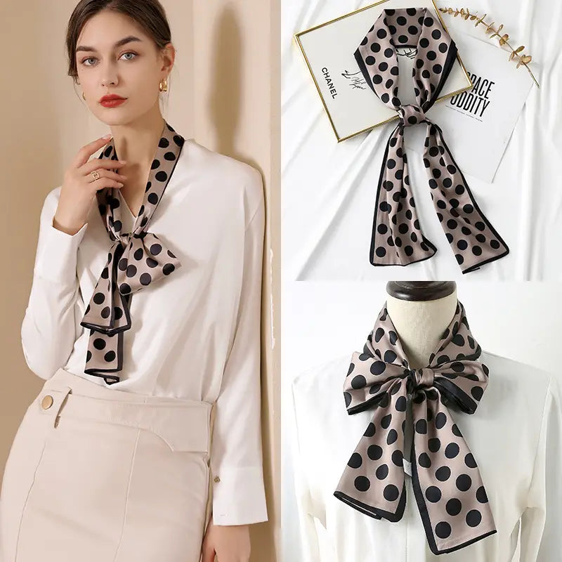 Women's Polka Dot Silk Scarf Spring Stylish Neck Scarf