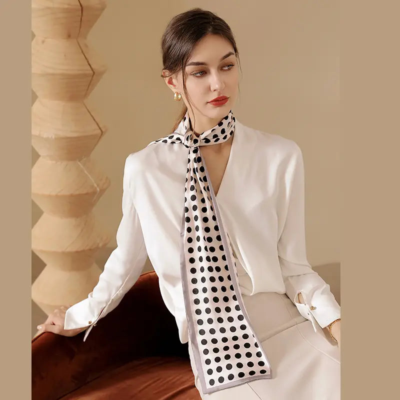 Women's Polka Dot Silk Scarf Spring Stylish Neck Scarf