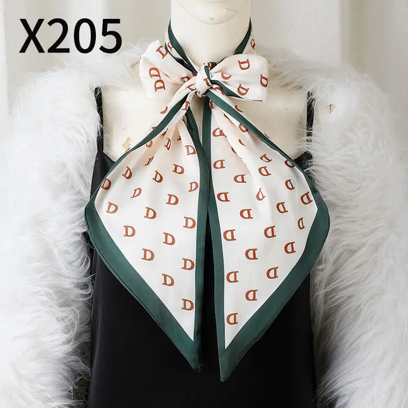 Retro Floral Silk Scarf Orange Blue Women's Fashion Accessory