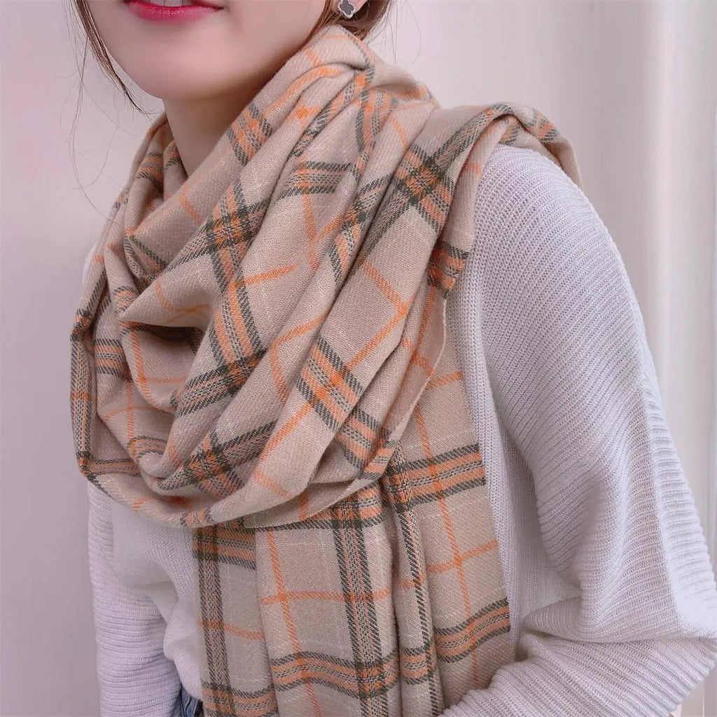 Women Plaid Long Scarf Autumn Winter Korean Style