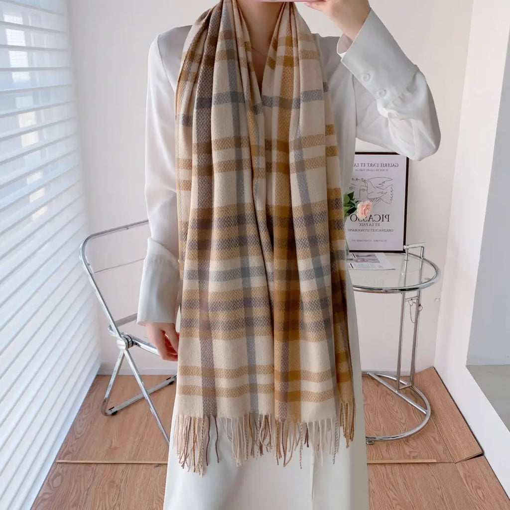 Women Plaid Long Scarf Autumn Winter Korean Style