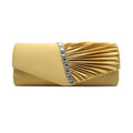 Gold Pleated Rhinestone Clutch Bag for Women
