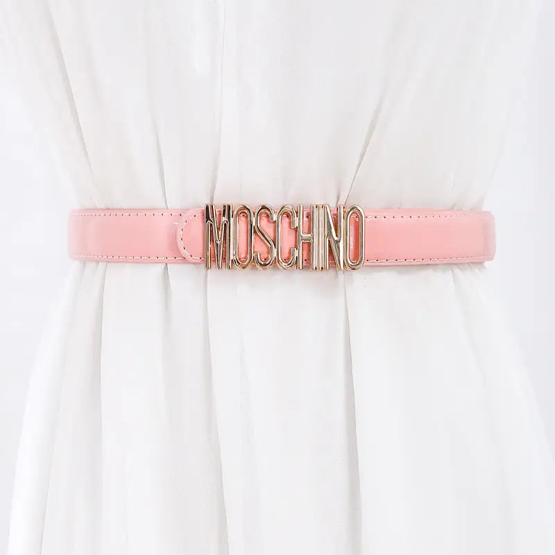 Women Moschino Logo Belt Black Tan Slim Fashion