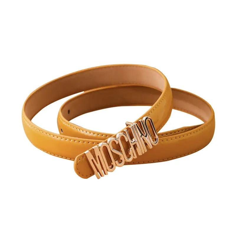 Women Moschino Logo Belt Black Tan Slim Fashion