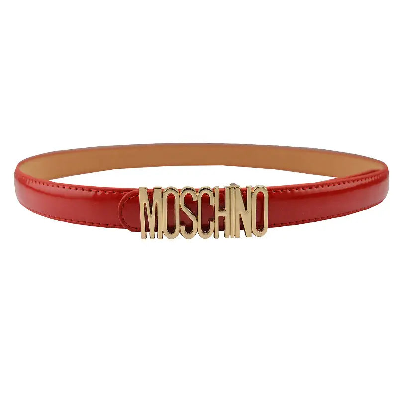 Women Moschino Logo Belt Black Tan Slim Fashion