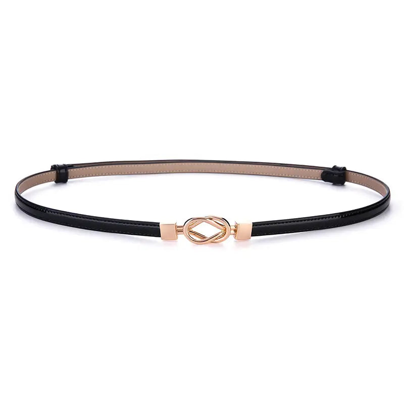 Women's Thin Genuine Leather Belt with Magnetic Closure Red Black Navy