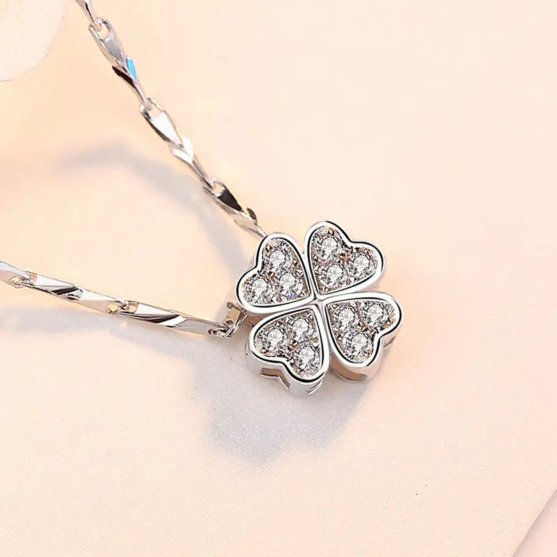 Sterling Silver Four-Leaf Clover Necklace for Women