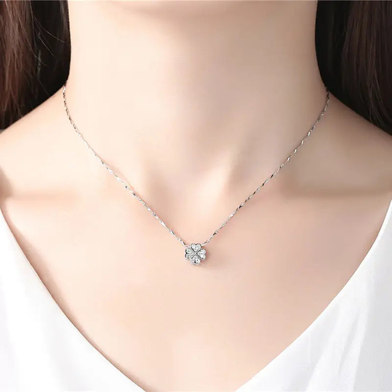 Sterling Silver Four-Leaf Clover Necklace for Women