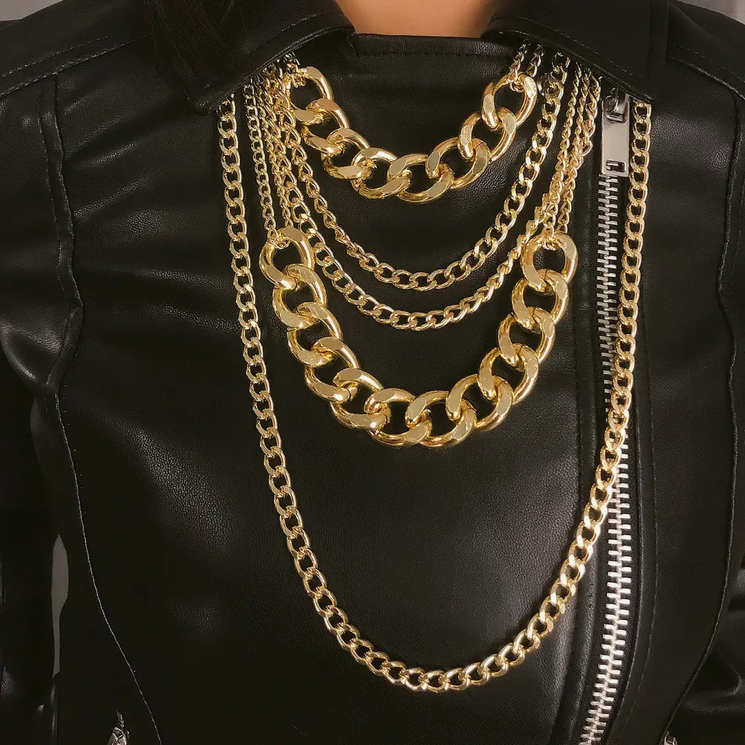 Golden Multi-Layered Chain Necklace for Women