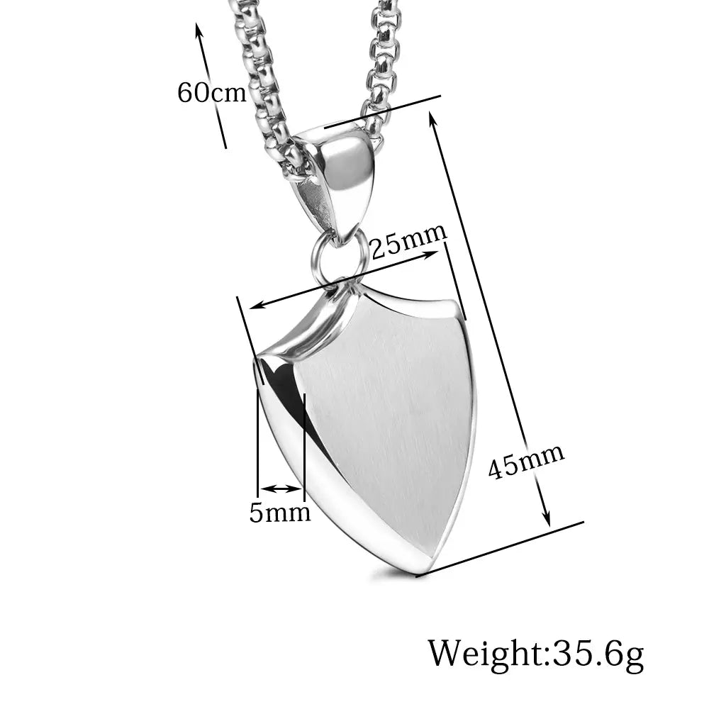 Men Titanium Steel Shield Pendant Gold No Chain