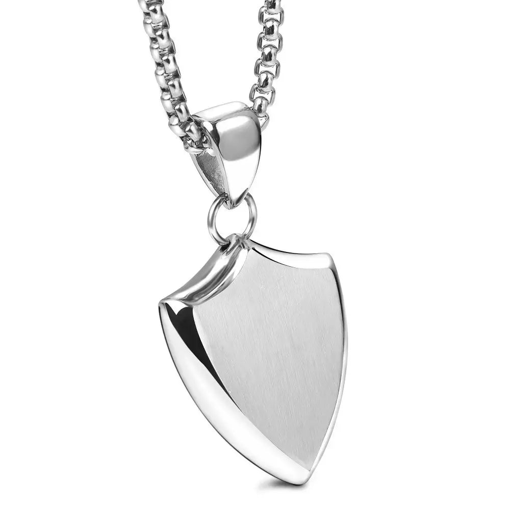Men Titanium Steel Shield Pendant Gold No Chain