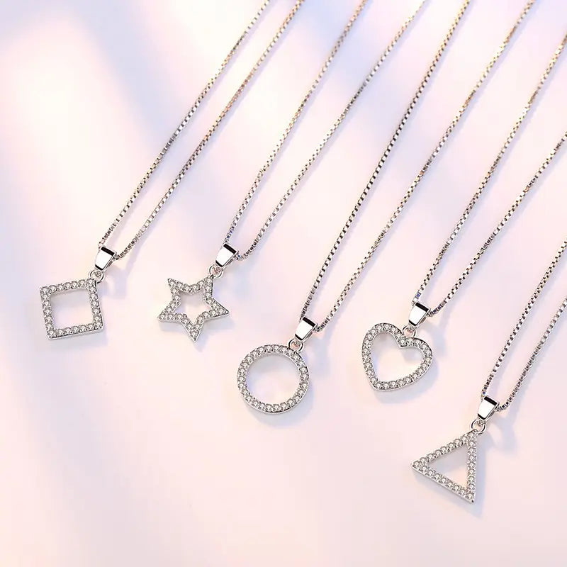 Silver Plated Geometric Pendant Necklaces for Women