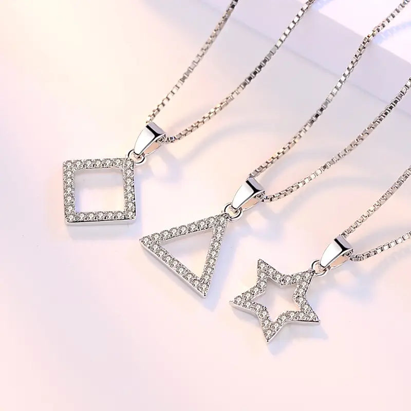 Silver Plated Geometric Pendant Necklaces for Women
