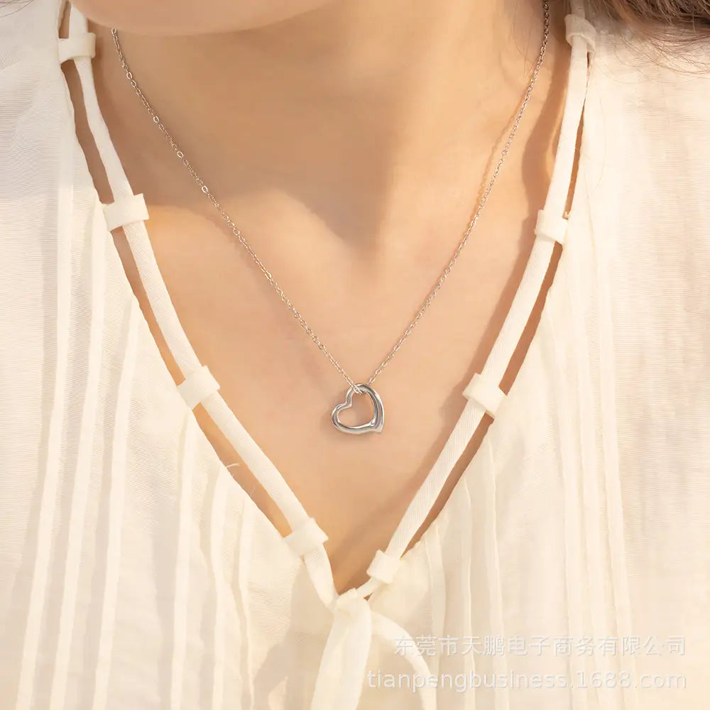 Silver Heart Necklace for Women Daily Wear Fashion Jewelry