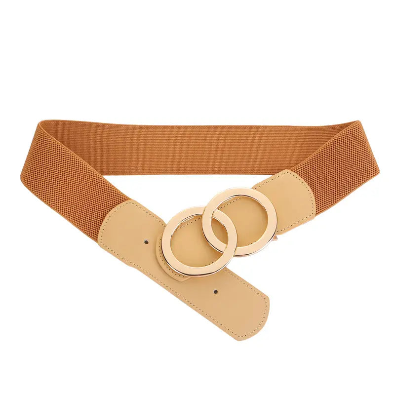 Women Elastic Leather Belt Red Black Autumn Winter Fashion Waist Belt