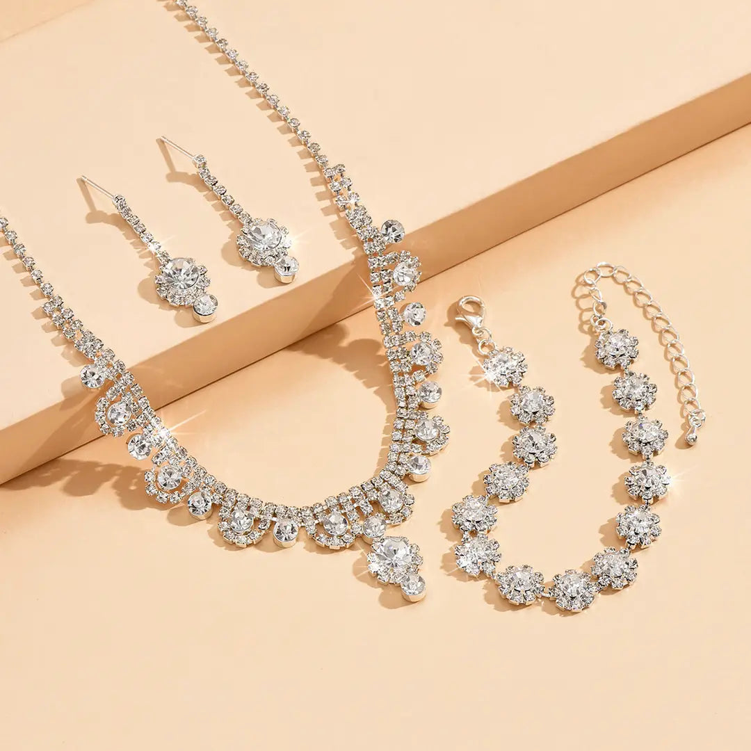 Branded Bridal Jewelry Set with Necklace Earrings Bracelet