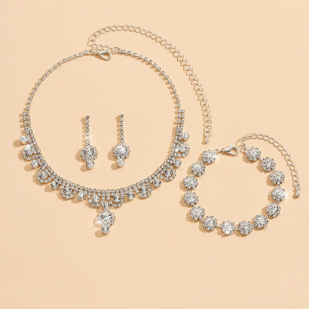 Branded Bridal Jewelry Set with Necklace Earrings Bracelet