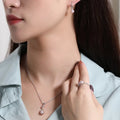 Pearl Necklace Earrings Set Silver 925