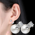 Silver Plated Earrings with Imit Pearl & Zircon for Women