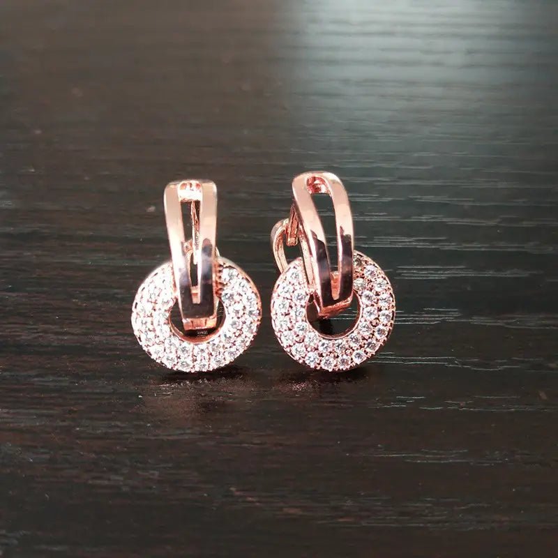 Rose Gold Zircon Earrings for Women