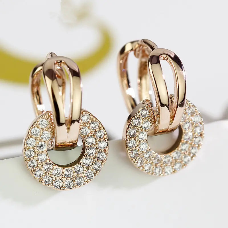 Rose Gold Zircon Earrings for Women