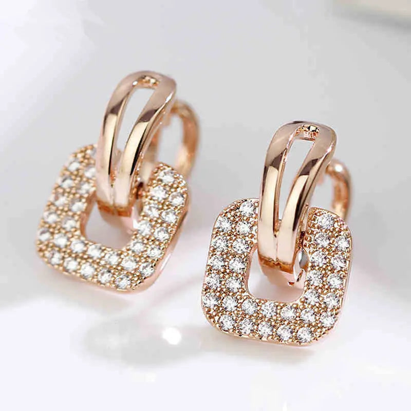 Rose Gold Zircon Earrings for Women