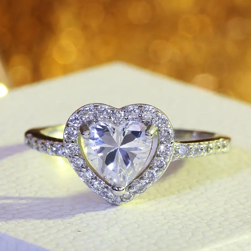 Heart-Shaped Love Ring Zircon Female Fashion Jewelry
