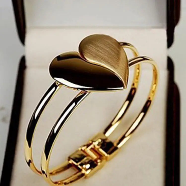 Double Heart Gold Bracelet for Women