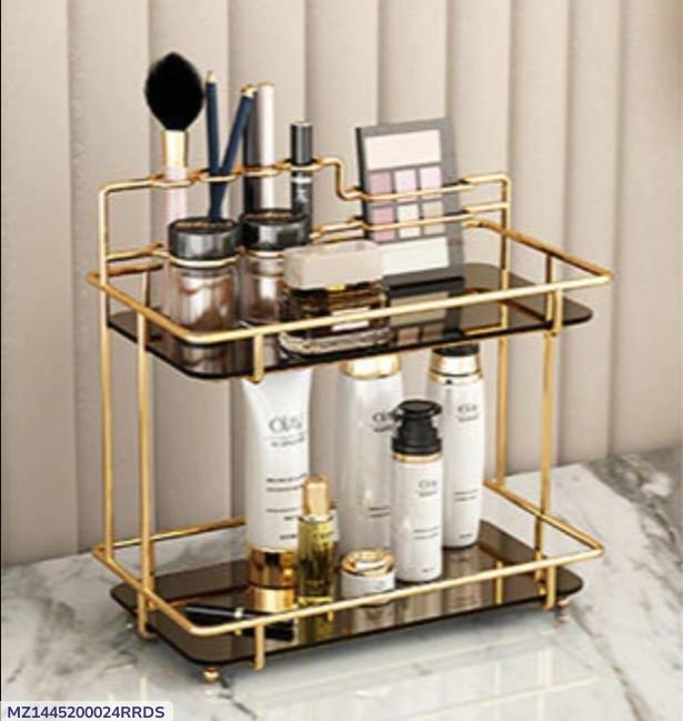 Gold Metal 2-Tier Makeup Storage Rack