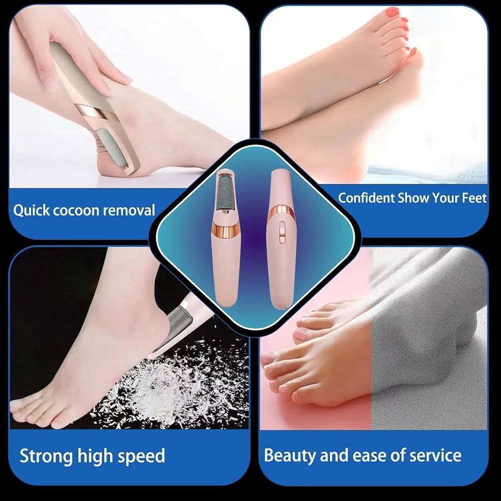Electric Foot File Callus Remover Pink Rechargeable 2 Pack