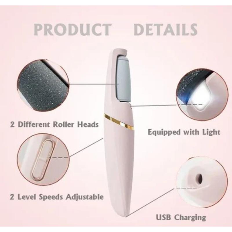 Electric Foot File Callus Remover Pink Rechargeable 2 Pack